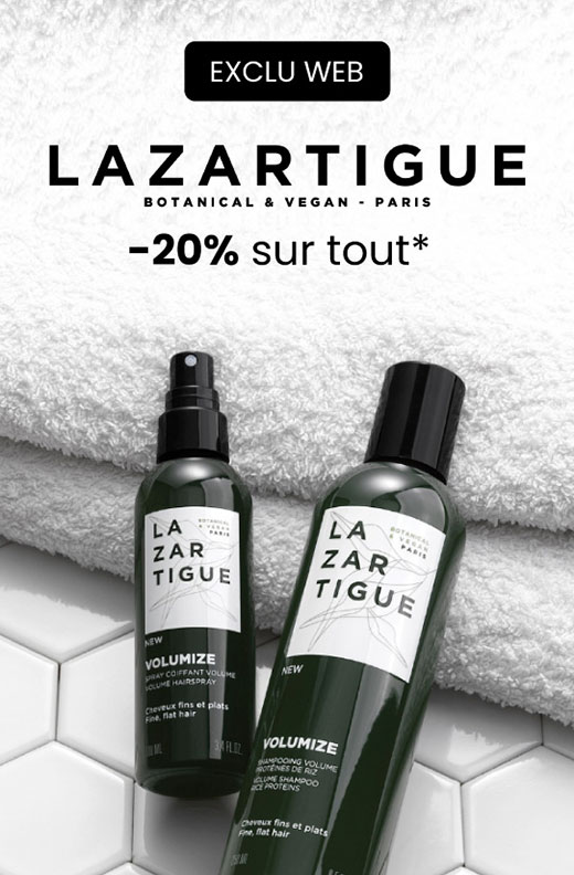 À l'occasion du lancement de la marque, profitez de -20% sur tous les produits Lazartigue.